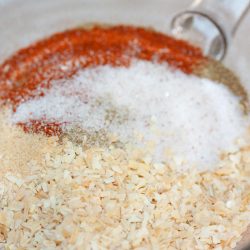 Bowl with spices for chili seasoning