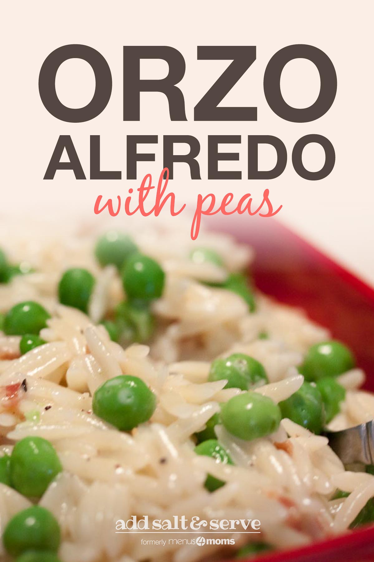 Orzo Alfredo with Peas on a plate