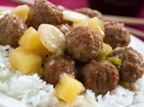 Sweet and Sour Meatballs with Rice – Add Salt & Serve