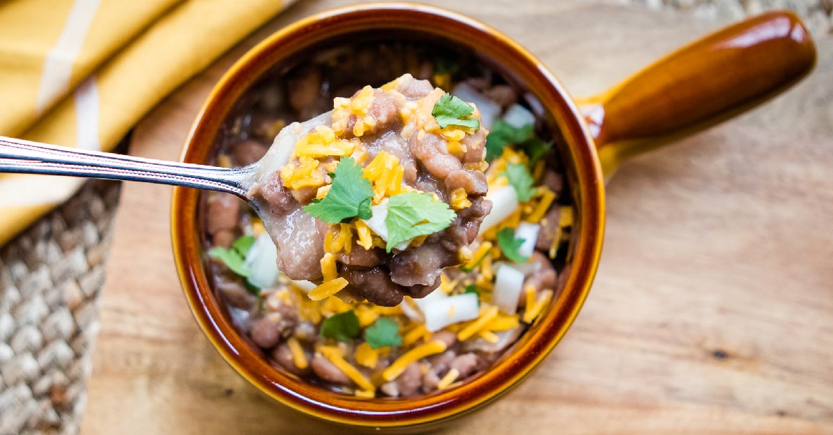 Old Fashioned Pinto Beans Over Cornbread Add Salt & Serve