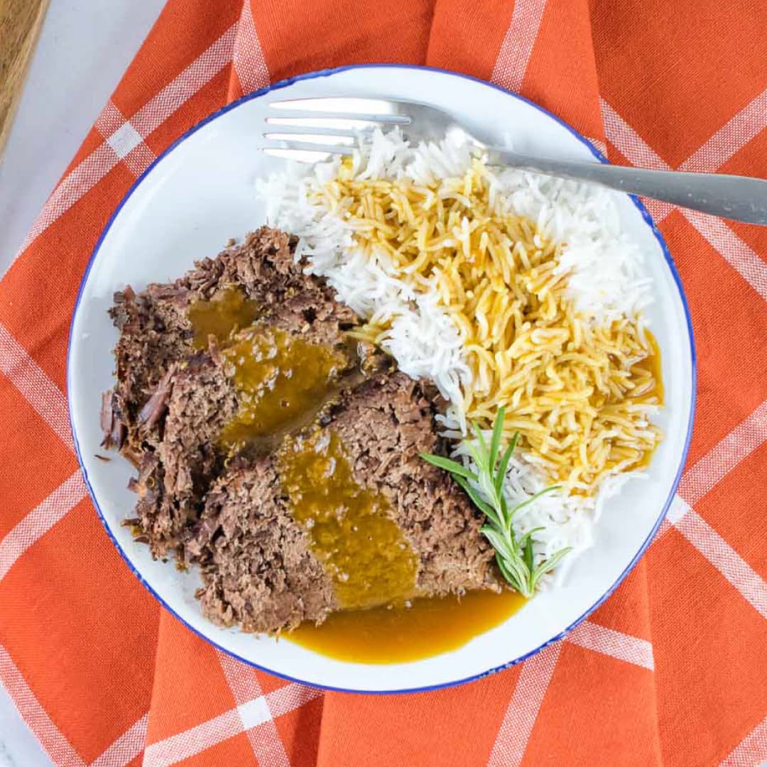 crock pot roast and rice