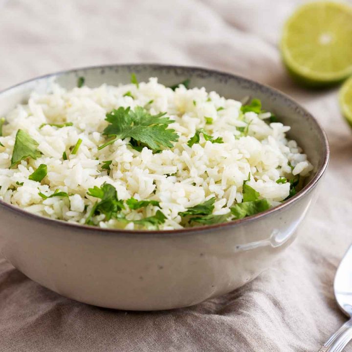 Cilantro lime rice in a bowl.