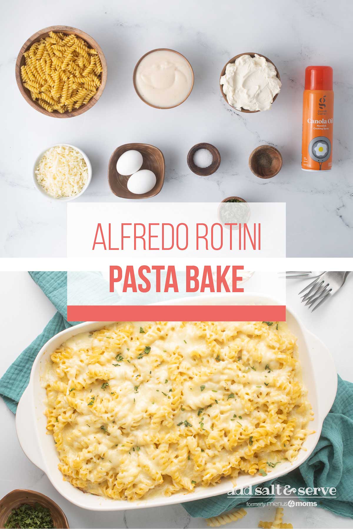 Alfredo Rotini Pasta Bake Add Salt & Serve